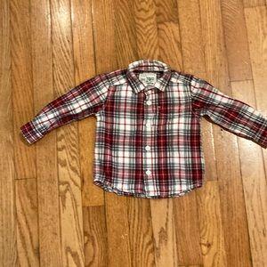 Place , 100% cotton long sleeve plaid button up shirt, boys 12-18 months, used